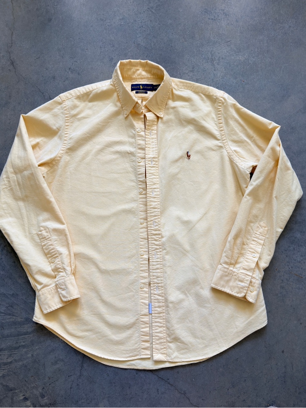 Polo Ralph Lauren Men’s Yellow Oxford Button Down Shirt Custom Fit Large